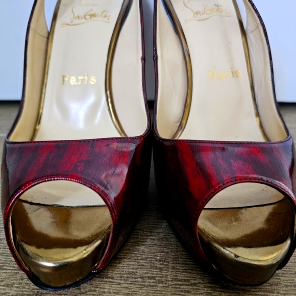 Louboutin Prive Patent leather (bronze & red) - Picture 5 of 13